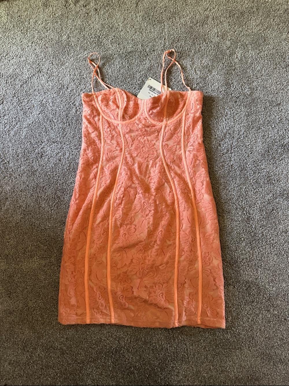 Hello Molly Coral Lace Bustier Mini Dress